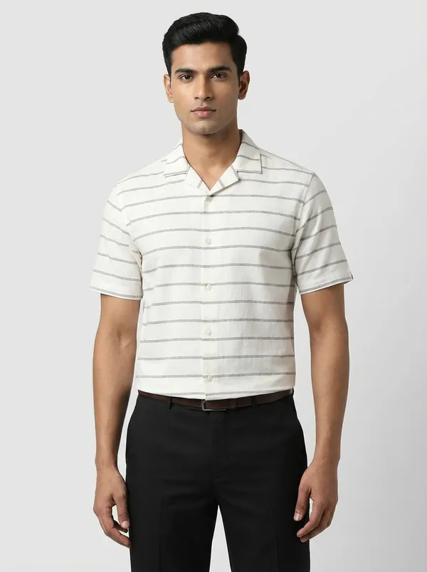 Off_White_Viscose_Cotton_Boxy_Fit_Striped_Cuban_Collar_Shirt_For_Men