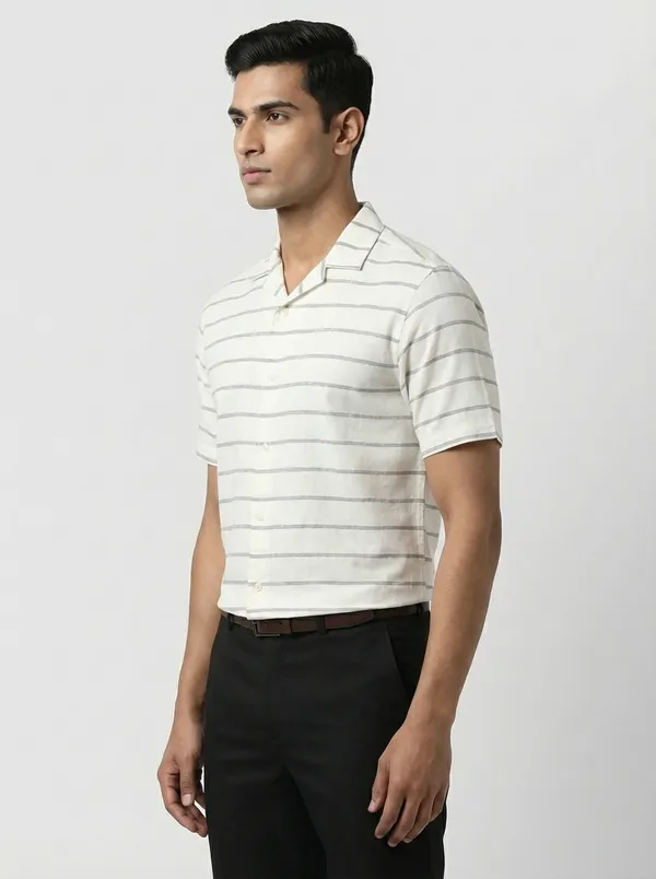 Off_White_Viscose_Cotton_Boxy_Fit_Striped_Cuban_Collar_Shirt_For_Men