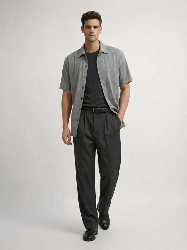 Grey_Viscose_Blend_Regular_Fit_Vertical_Stripe_Casual_Shirt_For_Men