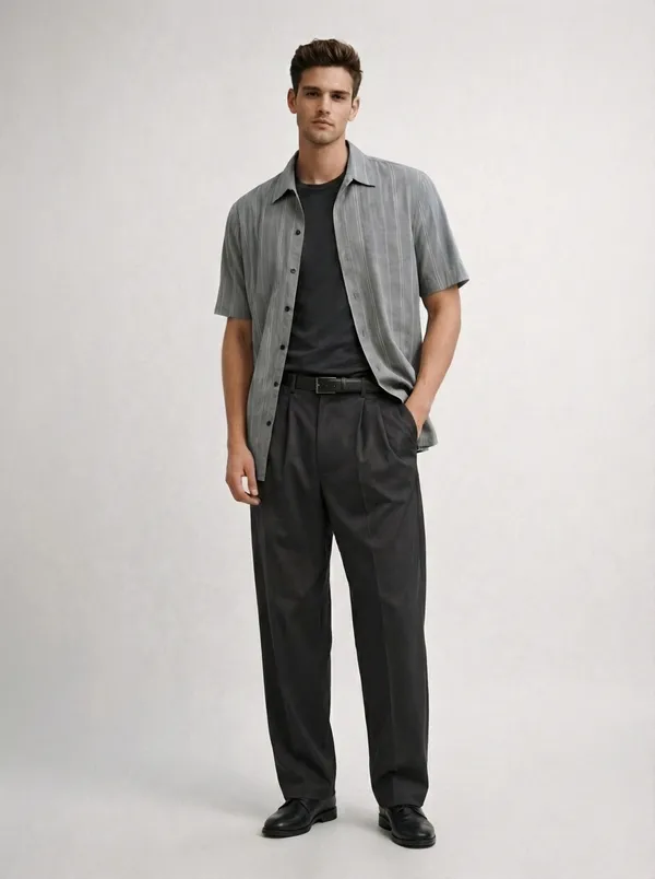 Grey_Viscose_Blend_Regular_Fit_Vertical_Stripe_Casual_Shirt_For_Men