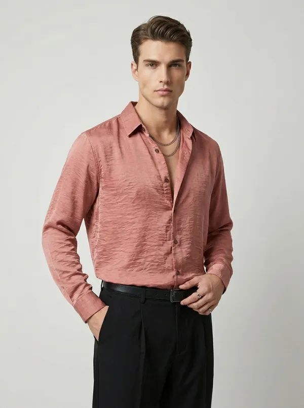 Pink_Viscose_Cotton_Regular_Fit_Crushed_Shirt_For_Men