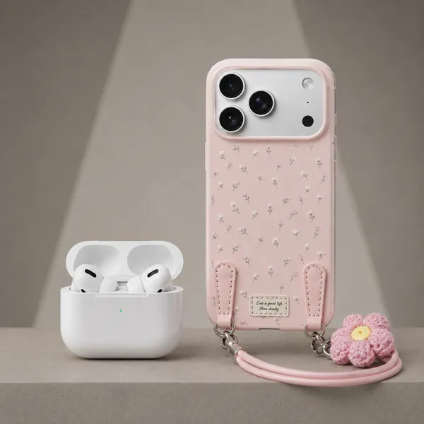 White_And_Pink_True_Wireless_In-Ear_Earbuds_With_Magnetic_Charging_Case_&__Floral_Iphone_Back_Cover_Pack_Of_2
