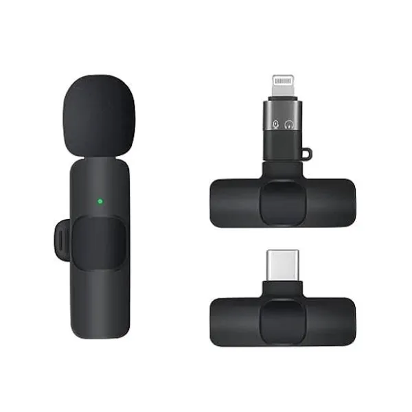 Staky_Wireless_Microphone_Digital_Mini_Portable_Recording_Clip_Mic_with_Receiver_for_All_Type-C_(Black)