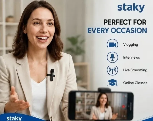 Staky_Wireless_Microphone_Digital_Mini_Portable_Recording_Clip_Mic_with_Receiver_for_All_Type-C_(Black)