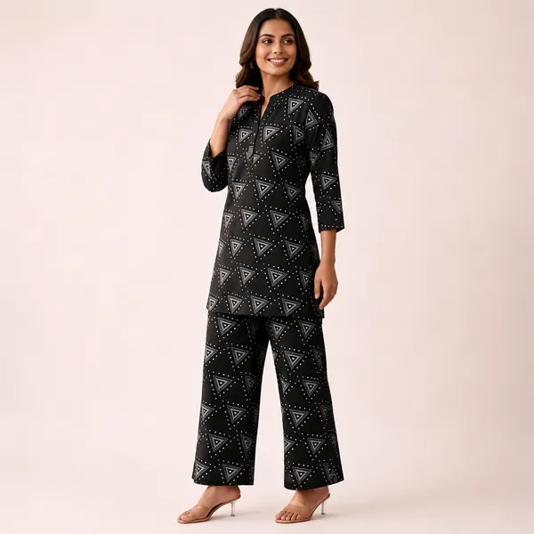Black_Rayon_Geometric_Print_Kurta_Palazzo_Co-Ord_Set_For_Women