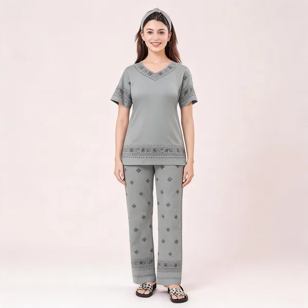 Grey_Cotton_Lycra_Ethnic_Print_Relaxed_Night_Suit_For_Women