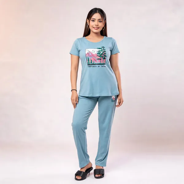 Blue_Cotton_Lycra_Short_Sleeve_Printed_Night_Suit_For_Women