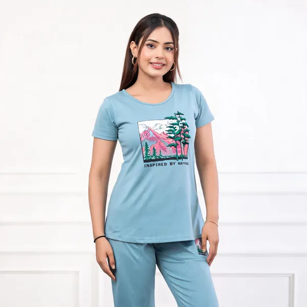 Blue_Cotton_Lycra_Short_Sleeve_Printed_Night_Suit_For_Women