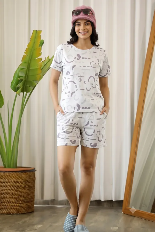 Grey___Abstract_Print_Sleepwear_Set_For_Women