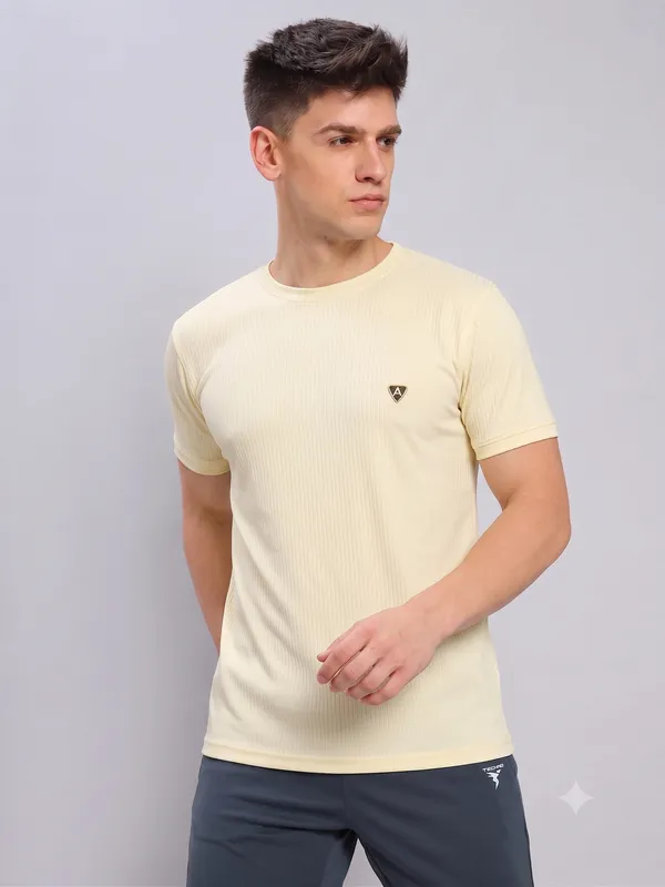Cream___Regular_Fit_Round_Neck_T-Shirt_For_Men