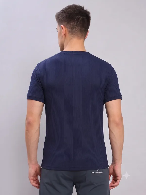 Navy_Blue___Ribbed_Crew_Neck_T-Shirt_For_Men