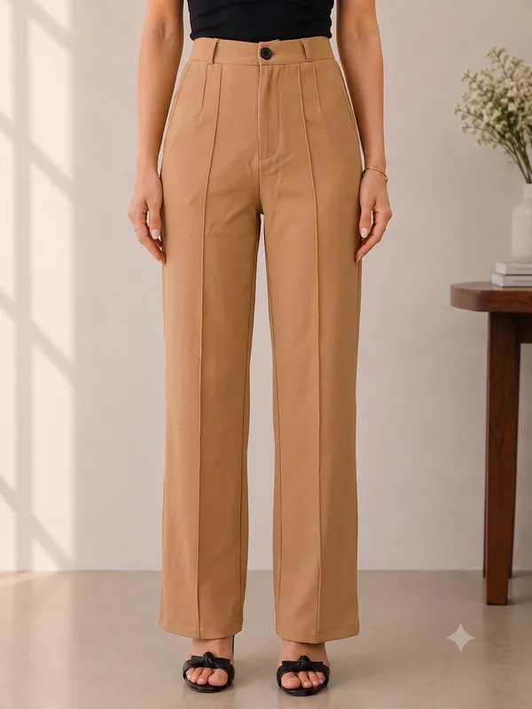 Beige___High_Waist_Pleated_Straight_Leg_Trousers_For_Women