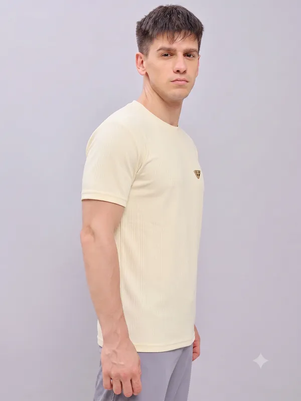 Cream___Regular_Fit_Round_Neck_T-Shirt_For_Men
