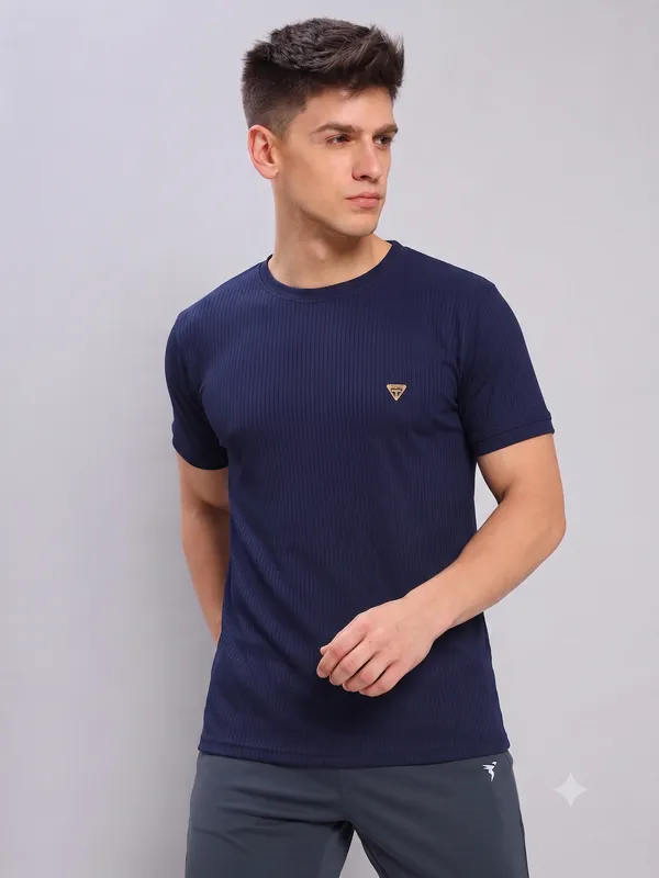 Navy_Blue___Ribbed_Crew_Neck_T-Shirt_For_Men