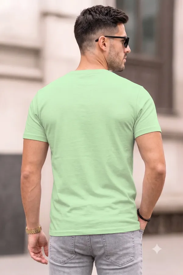 Light_Green___Crew_Neck_Graphic_T-Shirt_For_Men