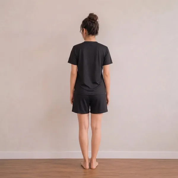 Black___Relaxed_Fit_Sports_T-Shirt_And_Shorts_Set_For_Women