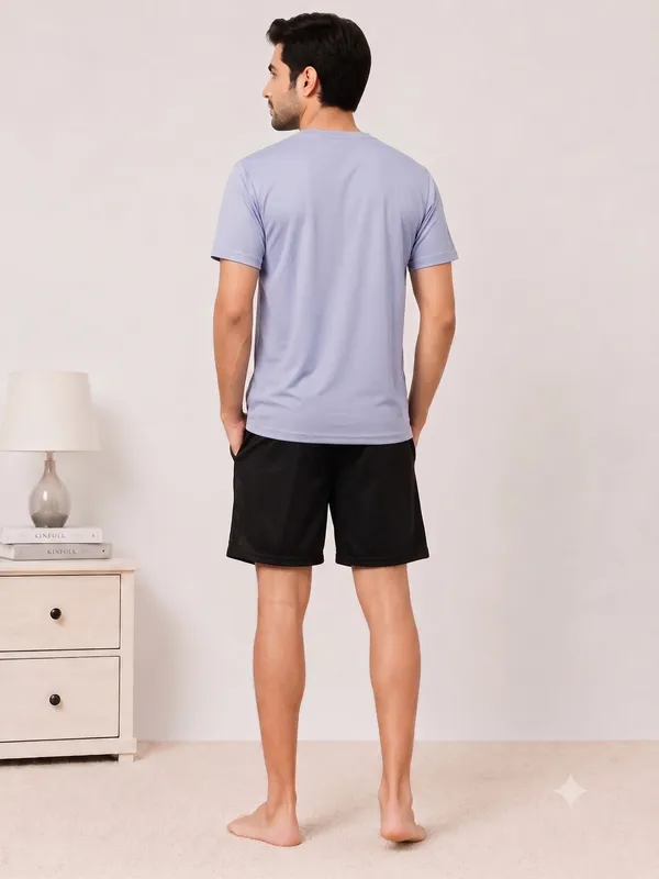 Lavender__Relaxed_Fit_T-Shirt_And_Shorts_Set_For_Men