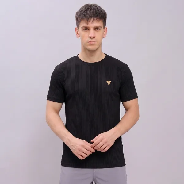 Black___Ribbed_Crew_Neck_T-Shirt_For_Men