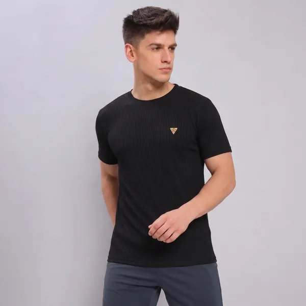 Black___Ribbed_Crew_Neck_T-Shirt_For_Men