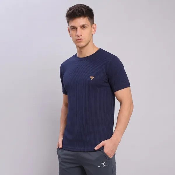 Navy_Blue___Ribbed_Crew_Neck_T-Shirt_For_Men