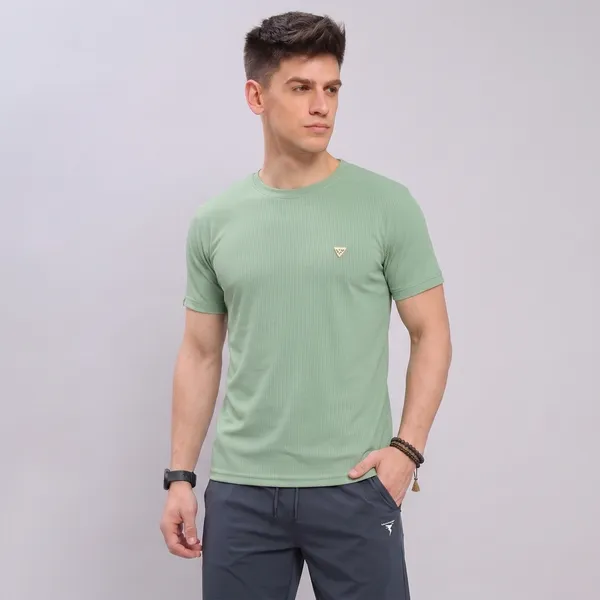 Green_Ribbed___Regular_Fit_Crew_Neck_T-Shirt_For_Men