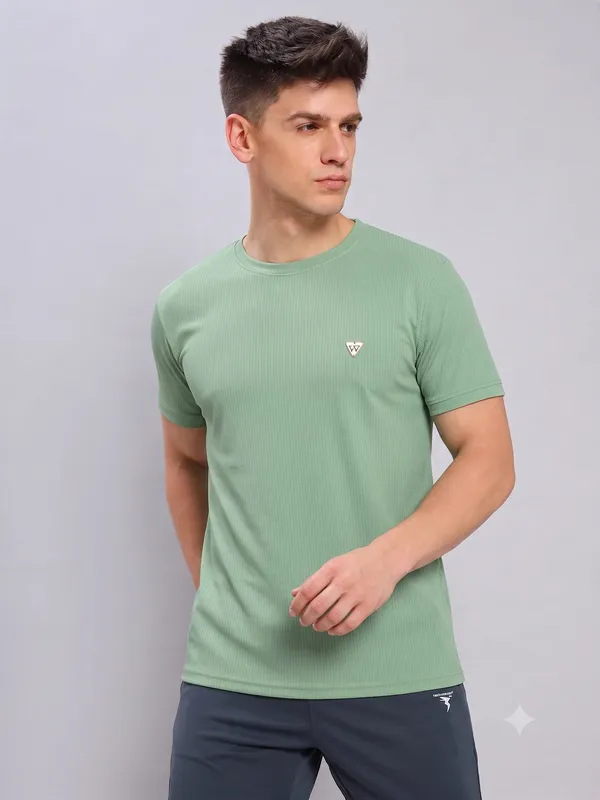 Green_Ribbed___Regular_Fit_Crew_Neck_T-Shirt_For_Men