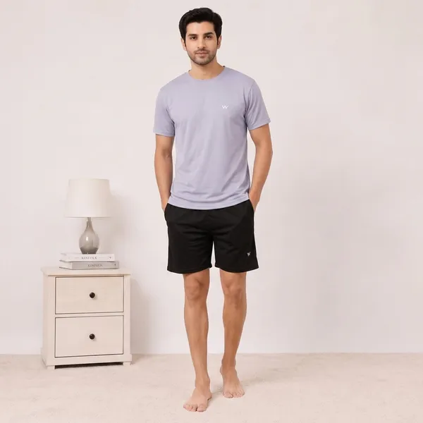 Lavender__Relaxed_Fit_T-Shirt_And_Shorts_Set_For_Men