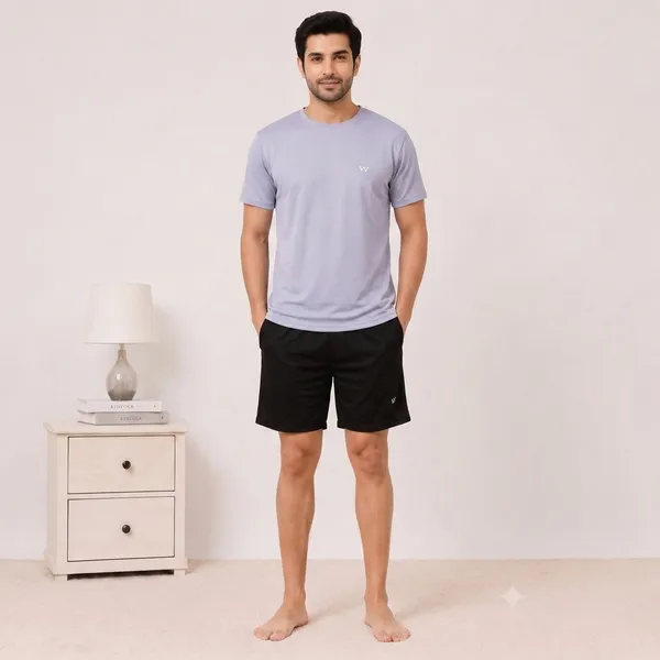 Lavender__Relaxed_Fit_T-Shirt_And_Shorts_Set_For_Men