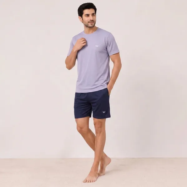 Lavender__Relaxed_Fit_T-Shirt_And_Navy_Shorts_Set_For_Men