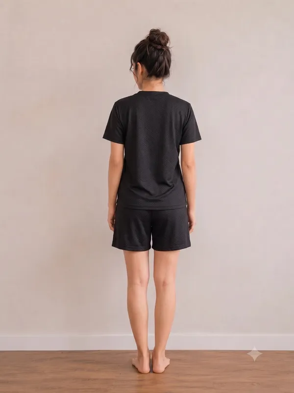 Black___Relaxed_Fit_Sports_T-Shirt_And_Shorts_Set_For_Women
