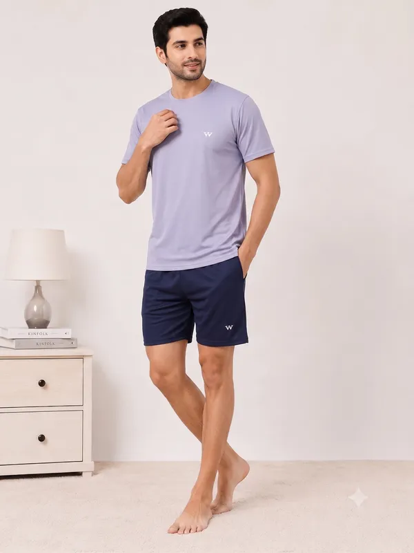 Lavender__Relaxed_Fit_T-Shirt_And_Navy_Shorts_Set_For_Men