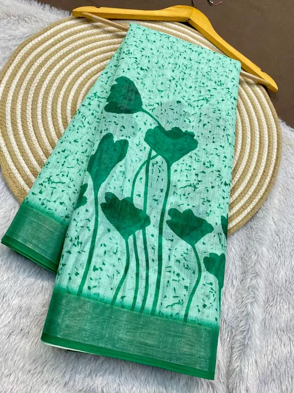 Light_Green_Pure_Jamdhani_Cotton_Saree_Matching_Blouse_Piece_For_Women