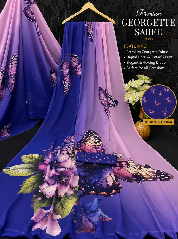 Purple_Pure_Georgette_Saree_Matching_Blouse_Piece_For_Women