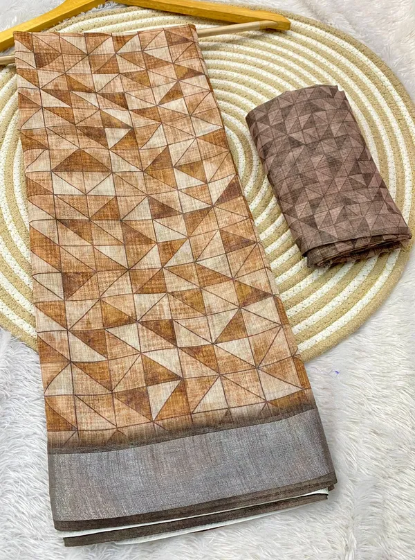 Beige_And_Grey_Pure_Jamdhani_Cotton_Saree_Matching_Blouse_Piece_For_Women