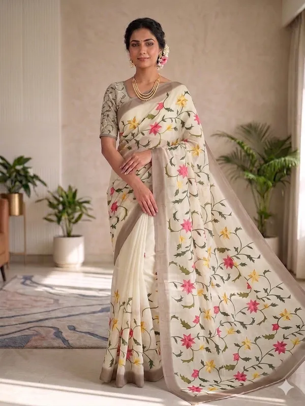 Off-White_Pure_Georgette_Saree_Matching_Blouse_Piece_For_Women