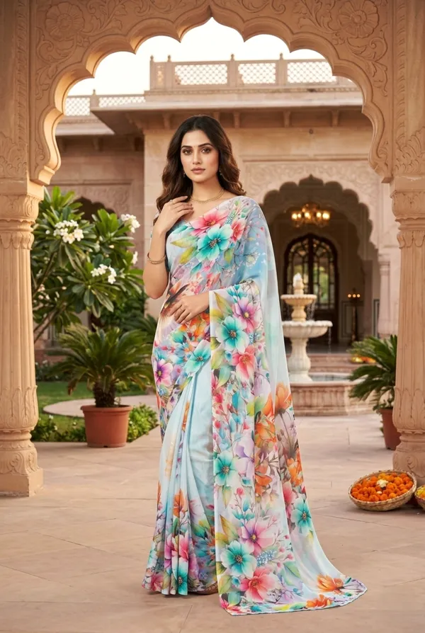 Pure_Georgette_Saree_Matching_Blouse_Piece_For_Women