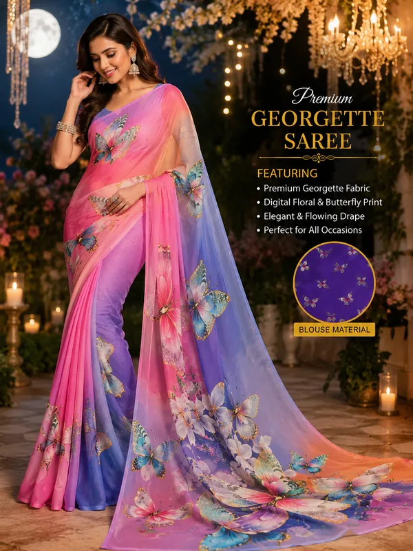 Pure_Georgette_Saree_Matching_Blouse_Piece_For_Women