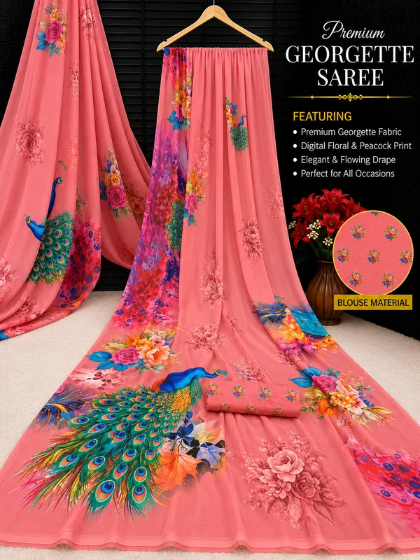 Light_Orange_Pure_Georgette_Saree_Matching_Blouse_Piece_For_Women