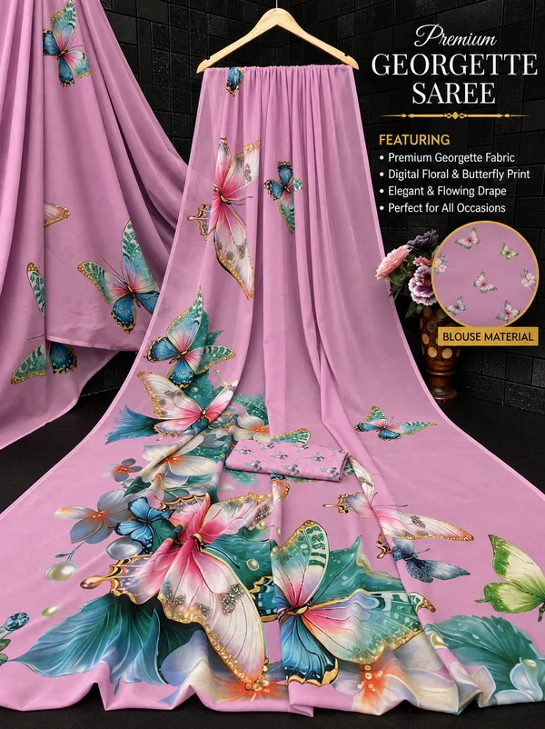 Pink_Pure_Georgette_Saree_Matching_Blouse_Piece_For_Women