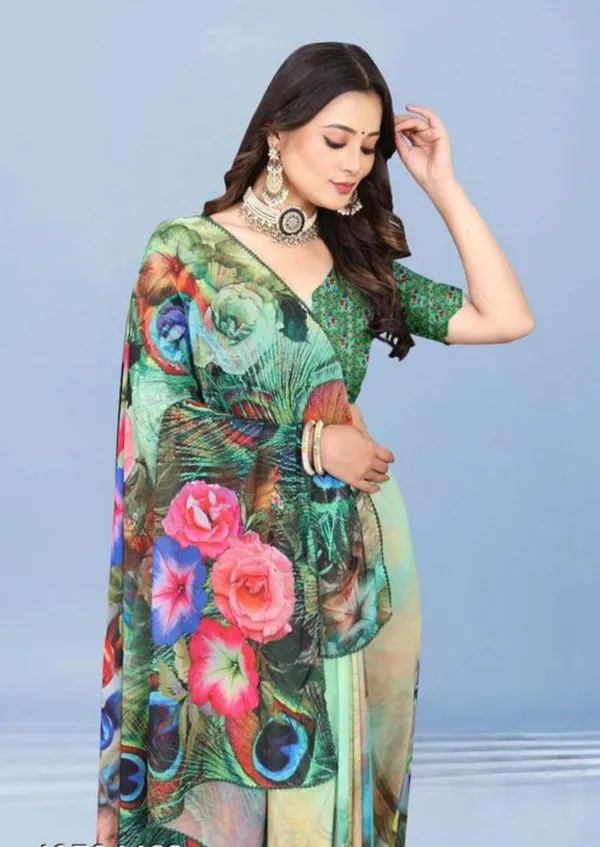 Pure_Georgette_Saree_Matching_Blouse_Piece_For_Women