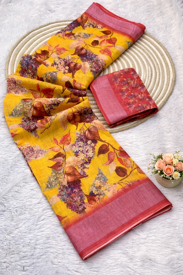 Yellow_Pure_Jamdhani_Cotton_Saree_Matching_Blouse_Piece_For_Women