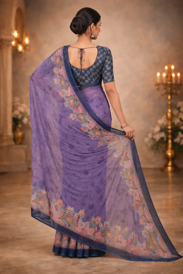 Purple_Pure_Georgette_Saree_Matching_Blouse_Piece_For_Women
