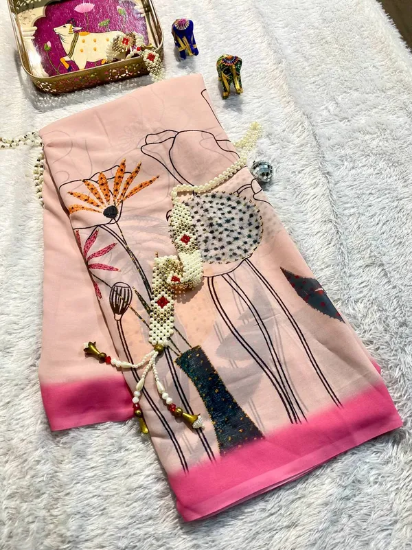 Pink_Pure_Georgette_Saree_Matching_Blouse_Piece_For_Women