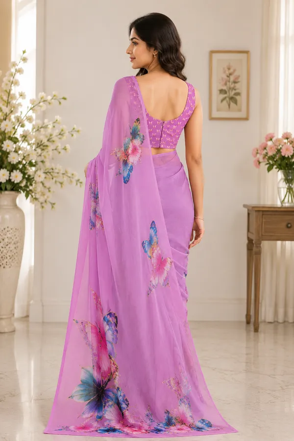 Pink_Pure_Georgette_Saree_Matching_Blouse_Piece_For_Women