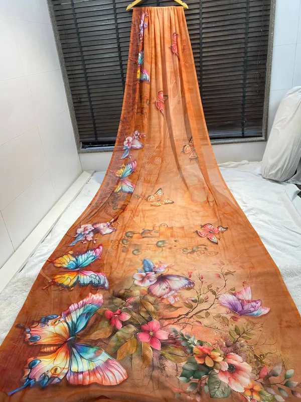 Orange_Pure_Georgette_Saree_Matching_Blouse_Piece_For_Women