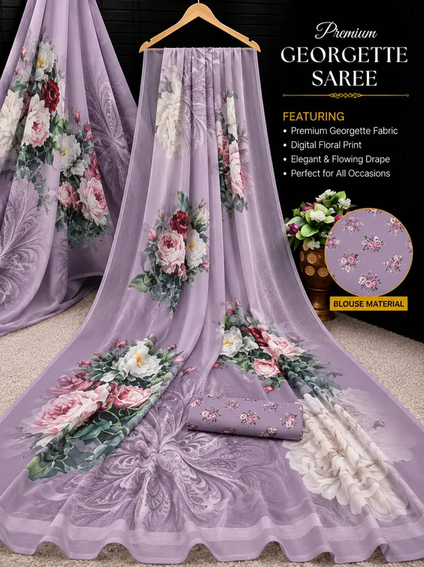 Lavender_Pure_Georgette_Saree_Matching_Blouse_Piece_For_Women