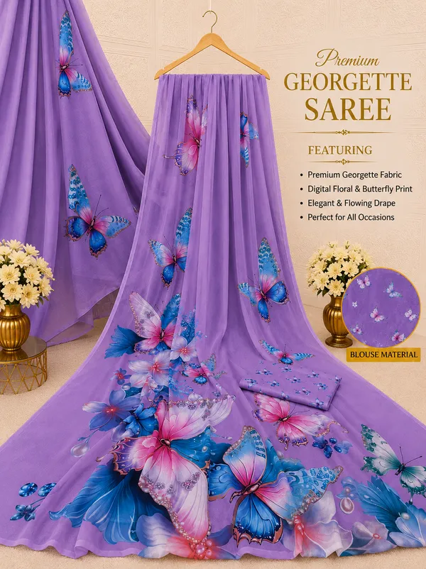 Purple_Pure_Georgette_Saree_Matching_Blouse_Piece_For_Women