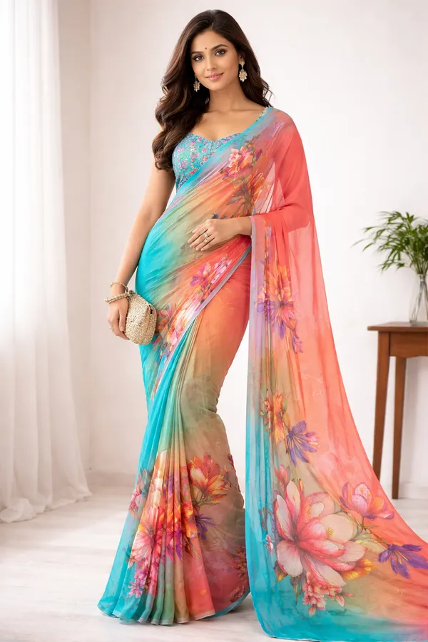 Pure_Georgette_Saree_Matching_Blouse_Piece_For_Women