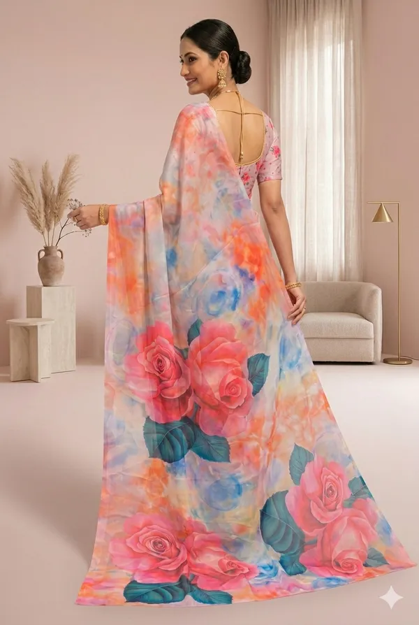 Pure_Georgette_Saree_Matching_Blouse_Piece_For_Women