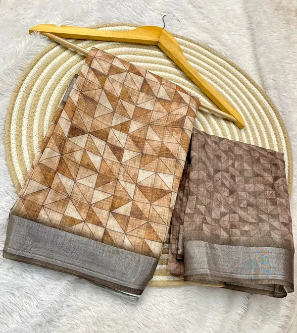 Beige_And_Grey_Pure_Jamdhani_Cotton_Saree_Matching_Blouse_Piece_For_Women